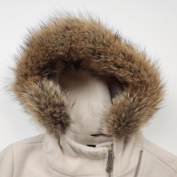 Marc New York Andrew Marc Wool Blend Coyote Fur Hooded Winter Coat size 4 - Picture 4 of 11